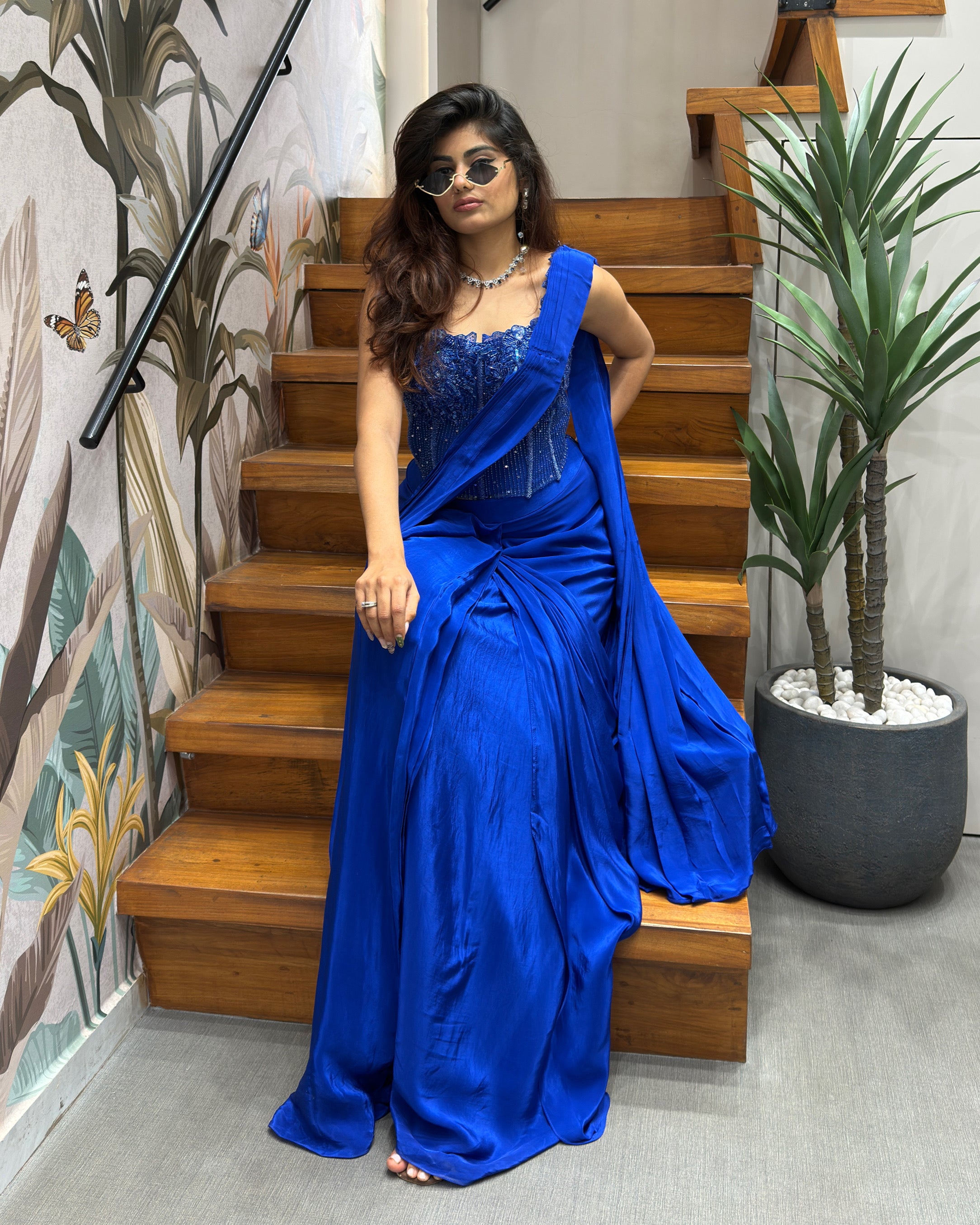 Designer Ready to Wear Saree with Heavy Handworked Blouse