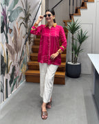 Bandhani Print Satin Tunic Shirt