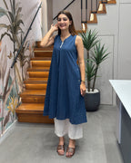 Elegant Sleeveless Printed Tunic