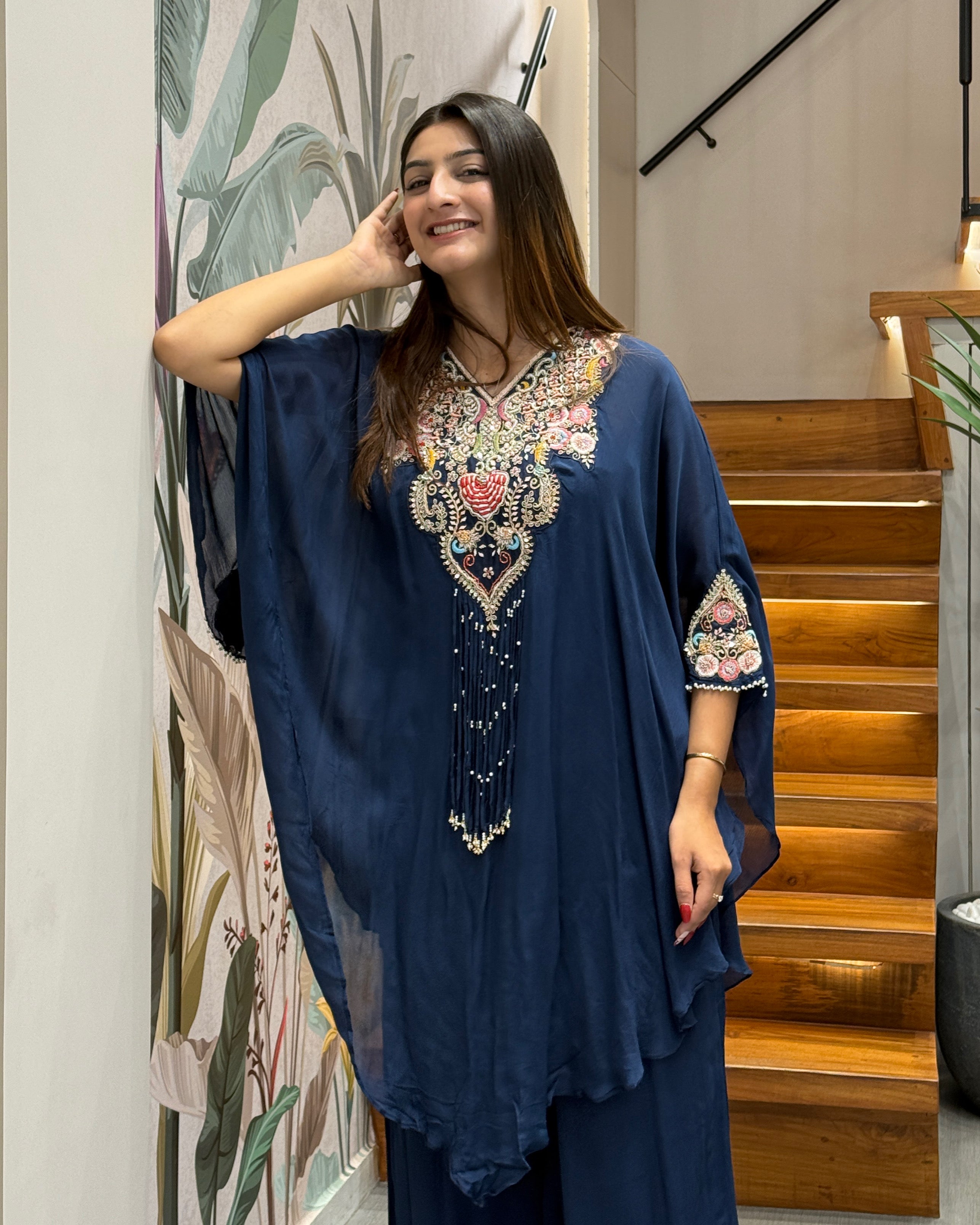 Designer Kaftan Style Palazzo Set with Khatli Work