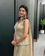 Elegant Floral Handwork Palazzo Co-Ord Set with Dupatta