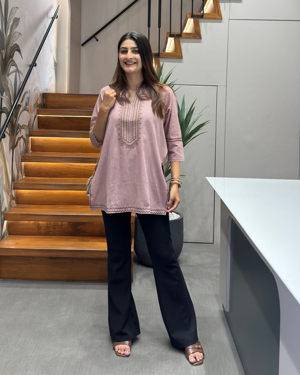 Blush Rose Embroidered Tunic