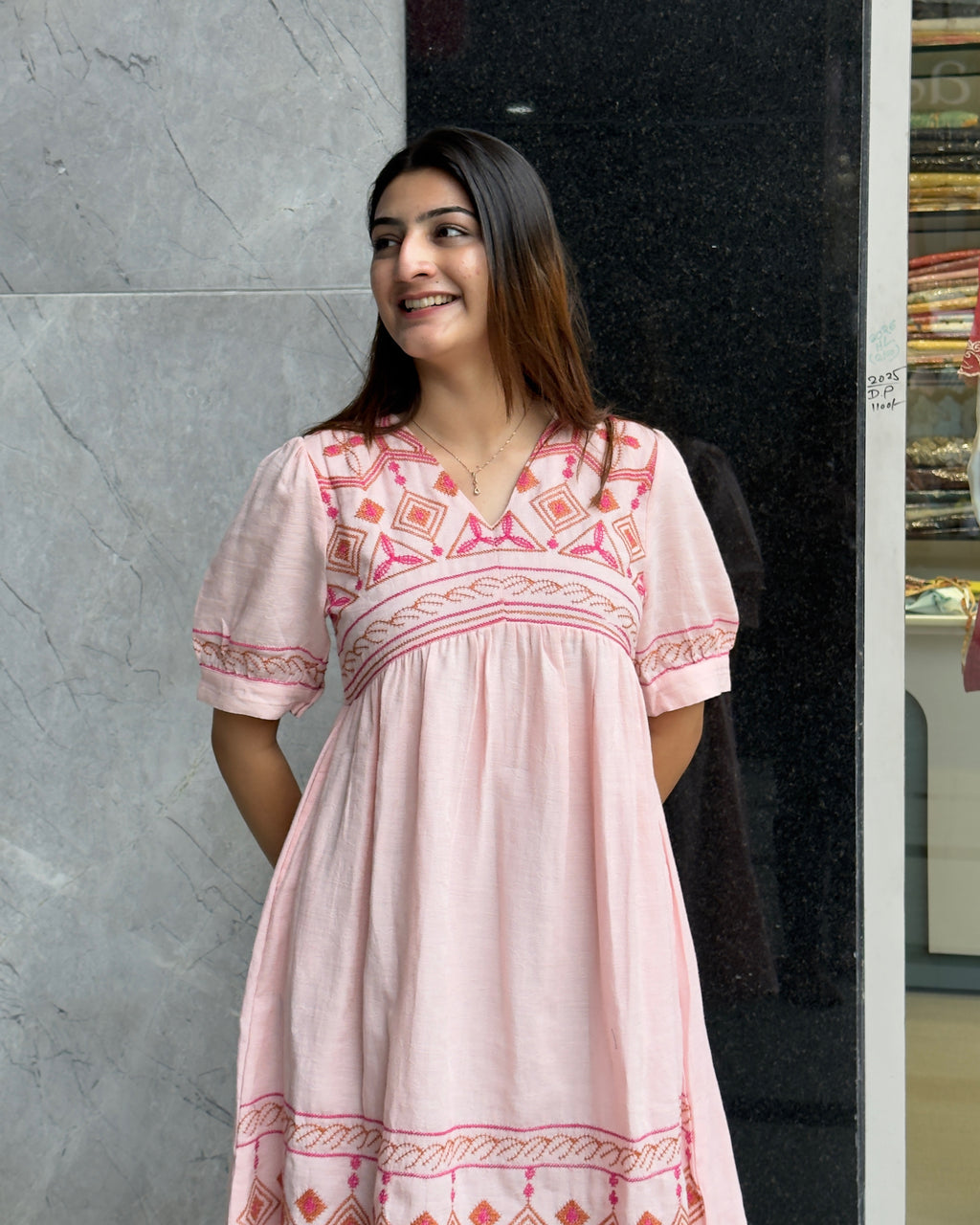 Elegant Blush Pink Embroidered Tunic