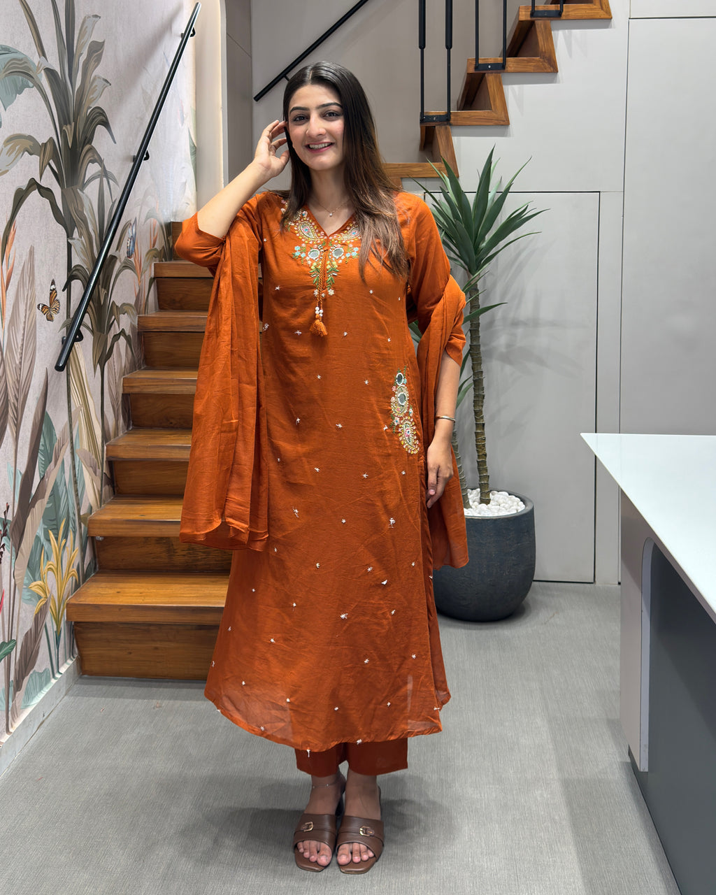 Royal Mirror Embroidered Suit Set
