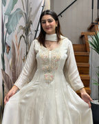 Premium Handworked Silk Kurti Palazzo Set with Dupatta