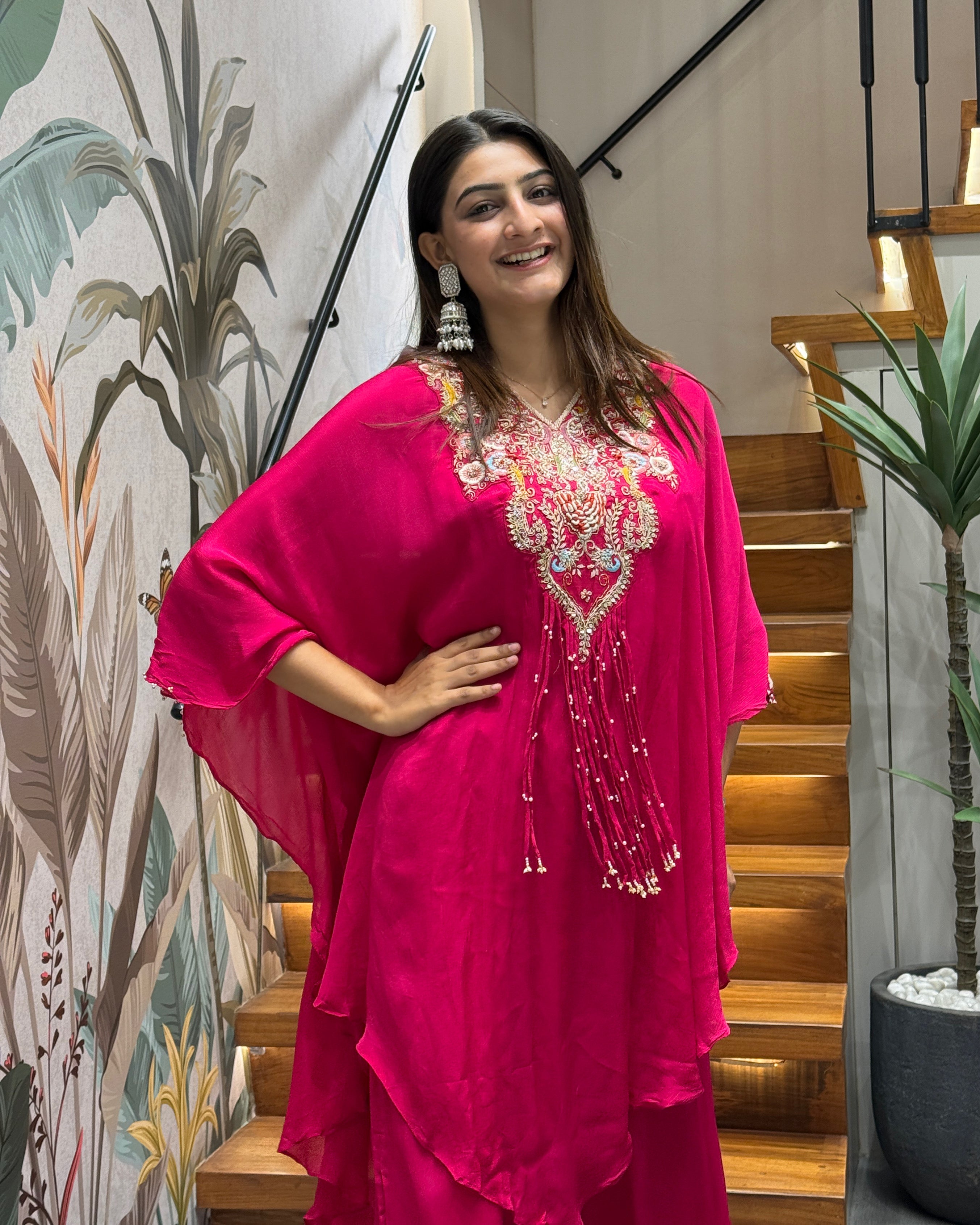 ✨ Ruby Royale Handwork Silk Kaftan Set ✨