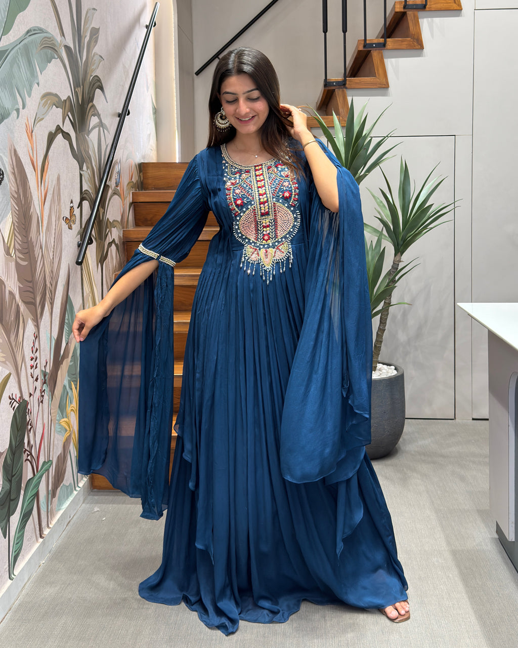 ✨ Midnight Blue Heritage Silk Gown ✨