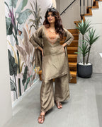 Elegant Handworked Kurti Palazzo Set with Dupatta