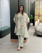 Floral Pure Mal Cotton 3-Piece Kurta Set with Dupatta