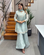 Elegant Handworked Indo Western Palazzo Set with Dupatta