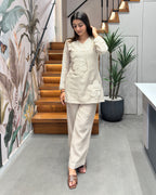 Elegant Cotton Floral Appliqué Co-Ord Set