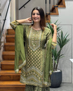 Olive Grace Shimmer Silk Sharara Set