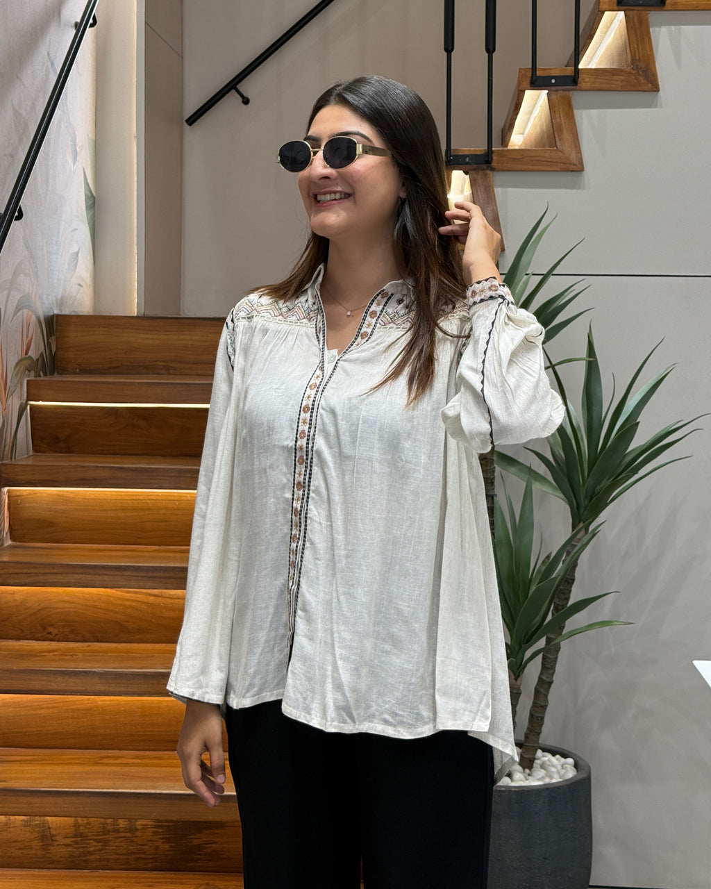 Ivory Grace Embroidered Tunic
