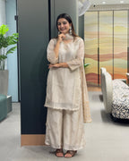 Champagne Glow Shimmer Silk Salwar suit