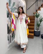 White with Yellow & Pink Multi-Colour