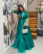 Designer Cape Style Handworked Gown