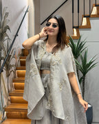 Designer Handworked Cape Style Palazzo Set