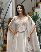 Designer Handworked Cape Style Chaniya Set with Shrug