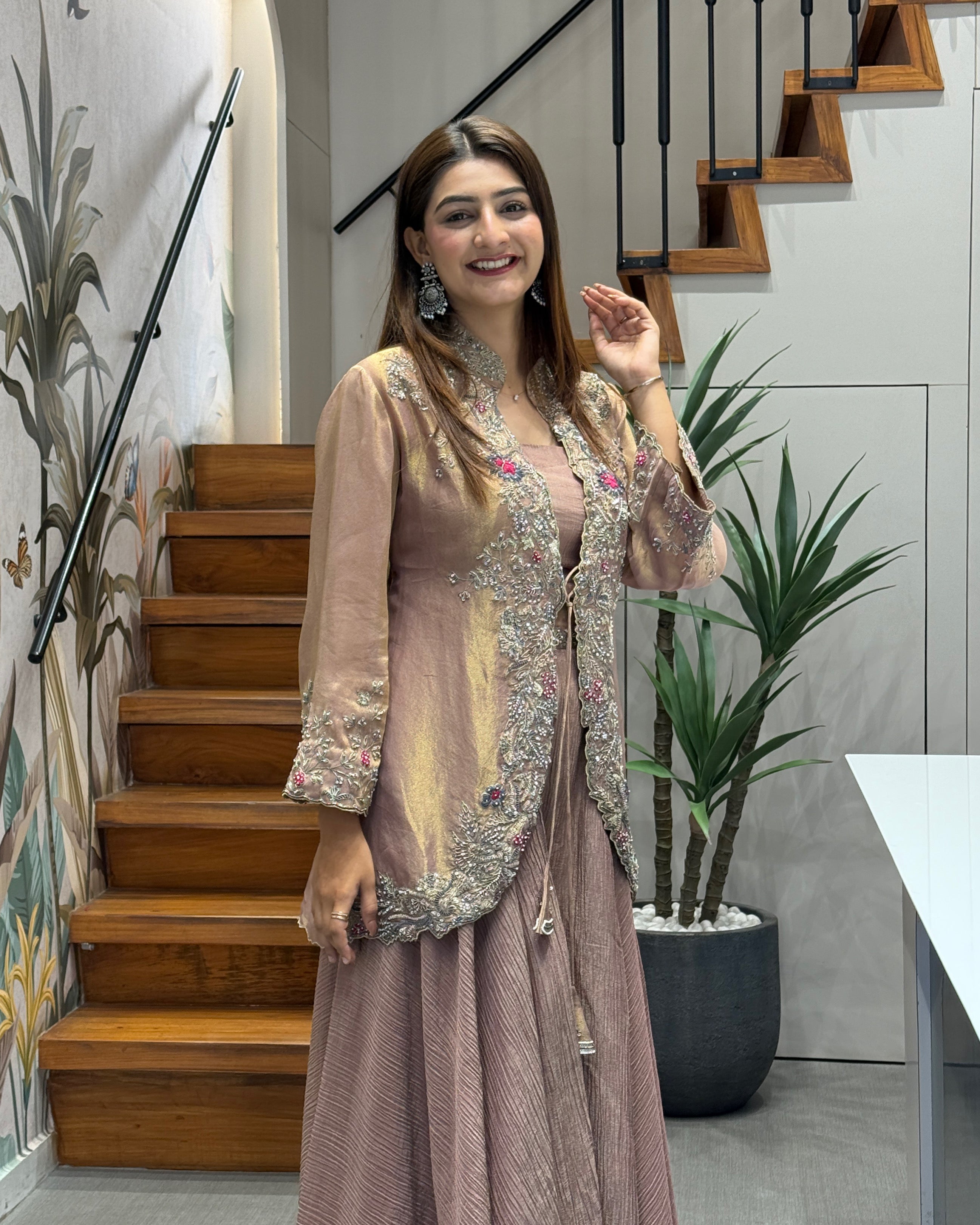 Designer Handwork Cape Style Palazzo Set