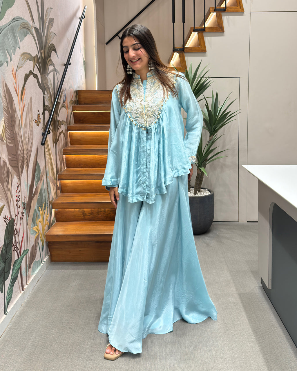 ✨ Celeste Royale Heavy Handwork Silk Palazzo Set ✨