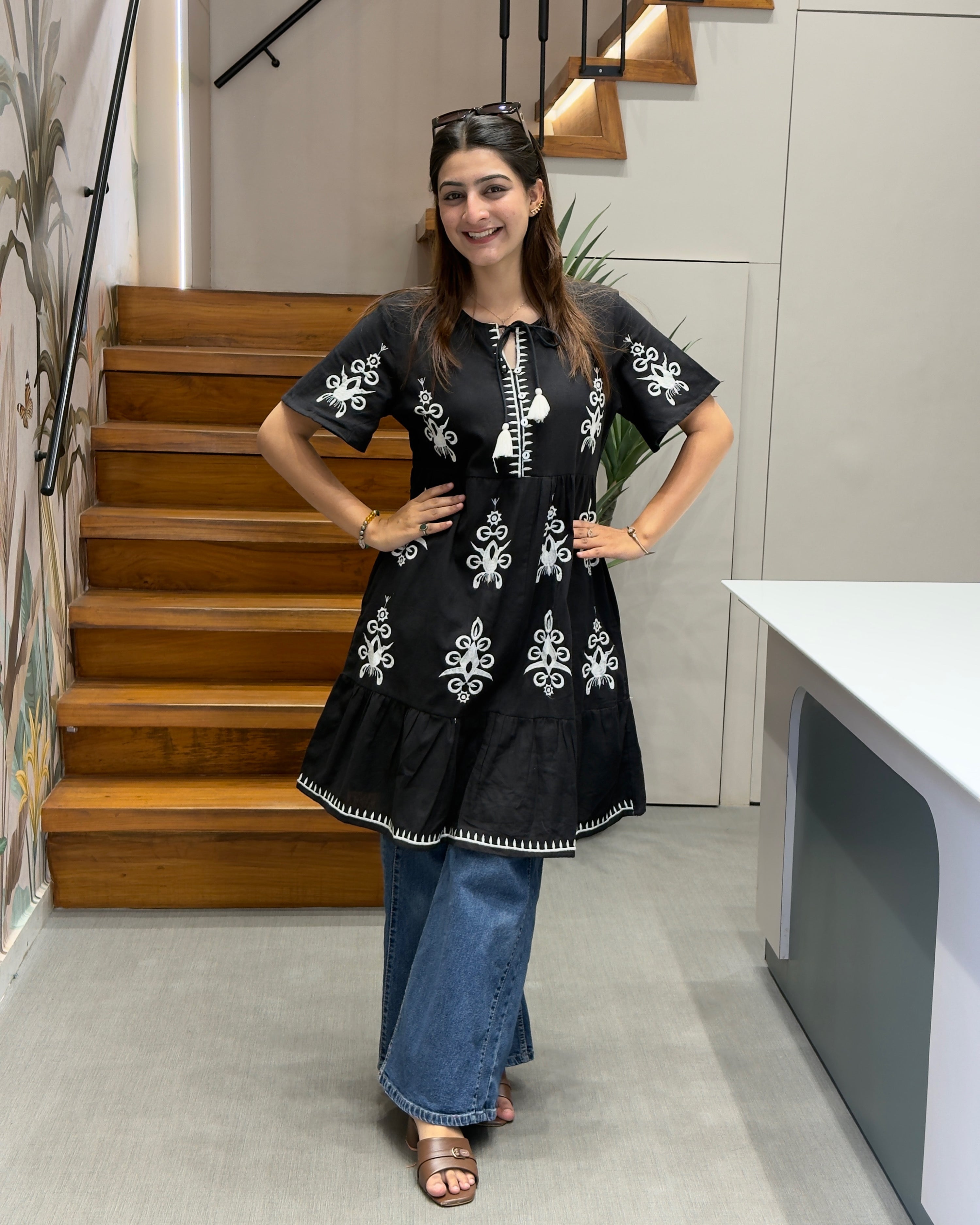 Boho Embroidered Cotton Tunic