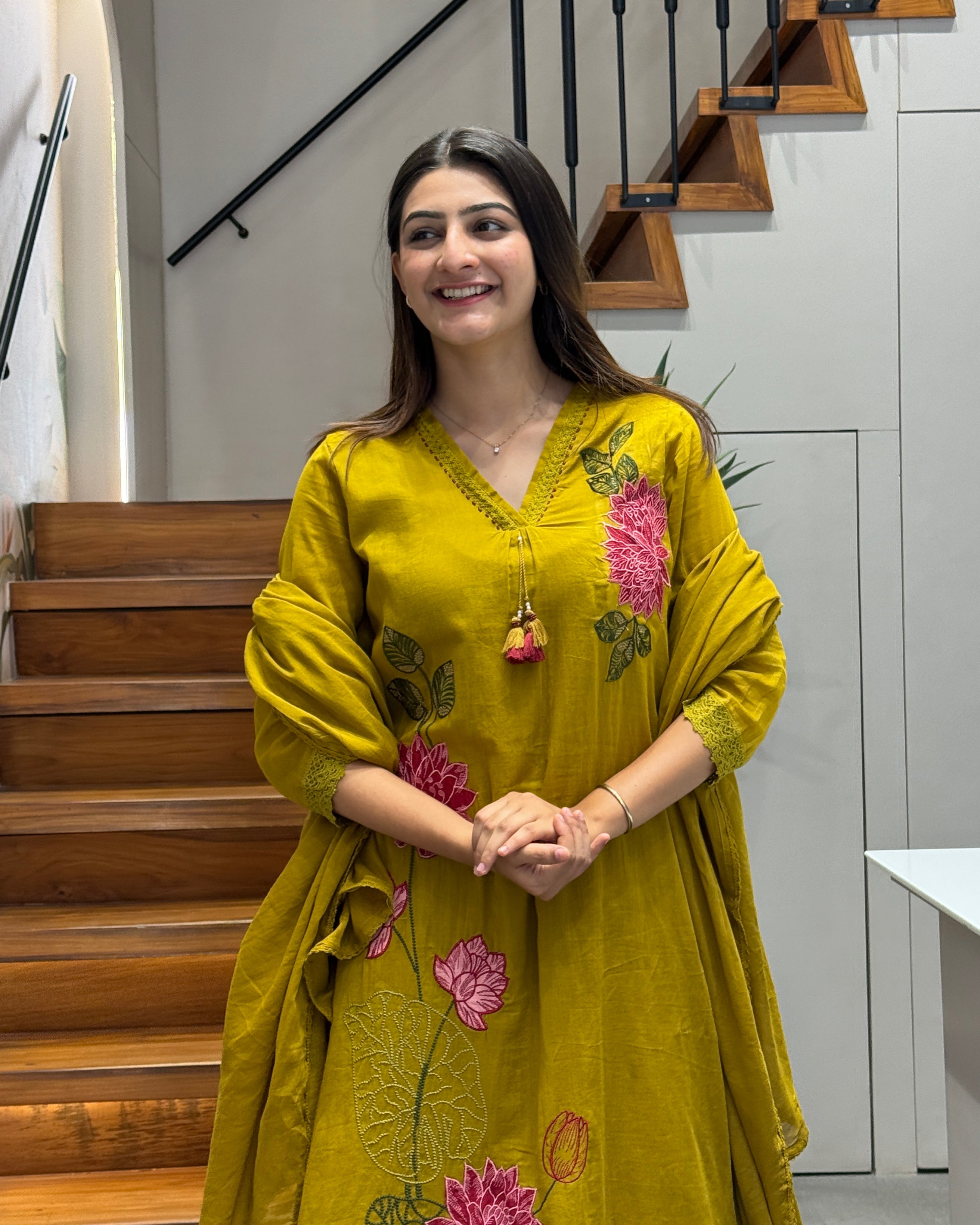 🌼 Mustard Bloom Cotton Embroidered Suit Set 🌼