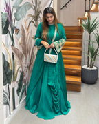 Designer Cape Style Handworked Gown