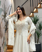 Premium Handworked Silk Kurti Palazzo Set with Dupatta
