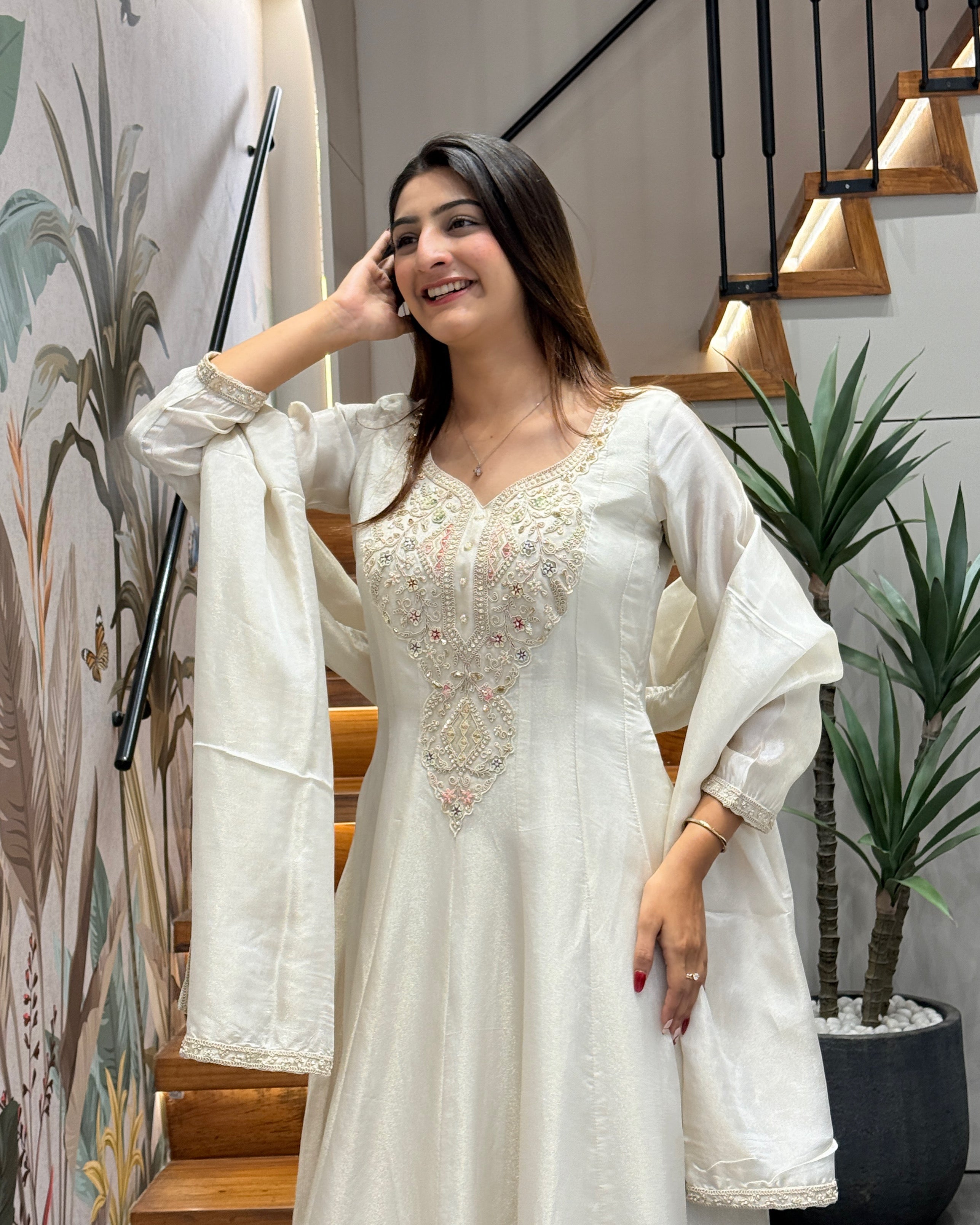 Premium Handworked Silk Kurti Palazzo Set with Dupatta