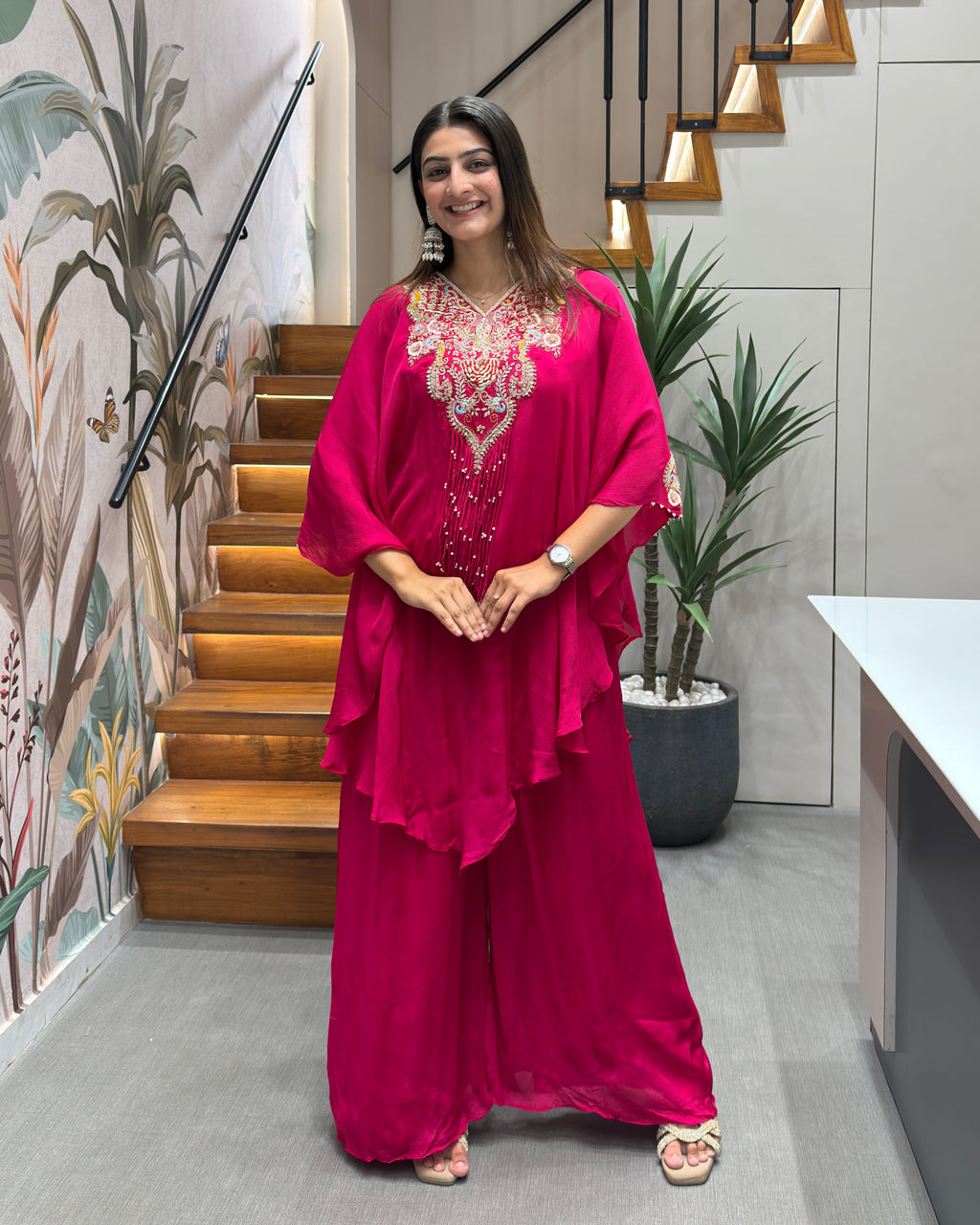 ✨ Ruby Royale Handwork Silk Kaftan Set ✨