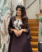 Elegant Handworked Chocolate Brown Palazzo Set with Dupatta