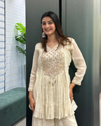 Ivory Elegance Handwork Peplum Palazzo Set ✨🤍