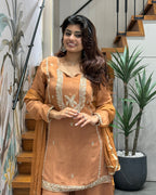 Elegant Mustard Gold Handworked Palazzo Set with Dupatta