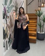 Black Designer Handworked Lehenga Set with Dupatta