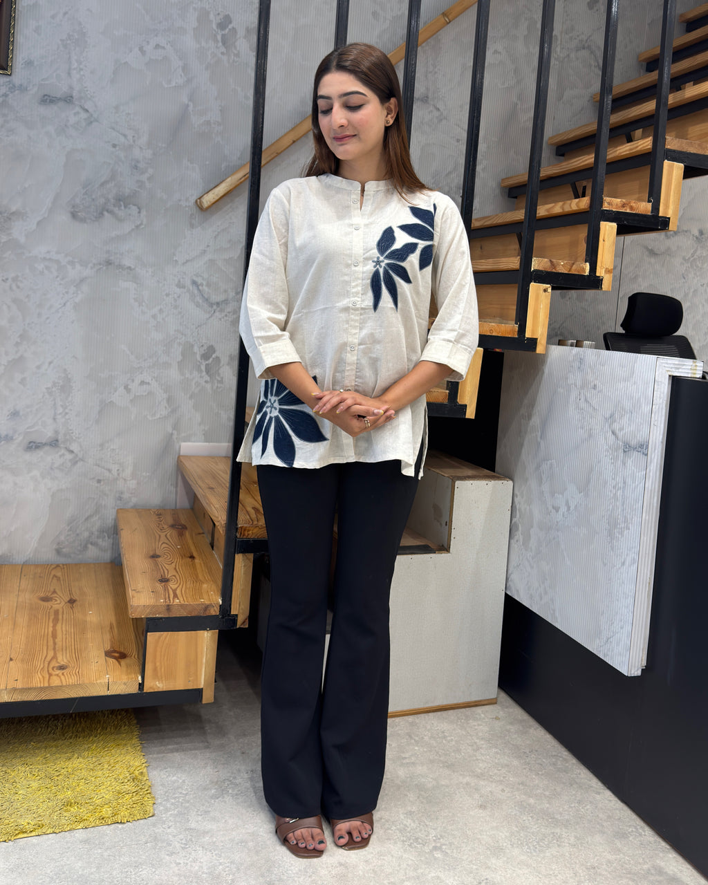 Designer Floral Appliqué Tunic