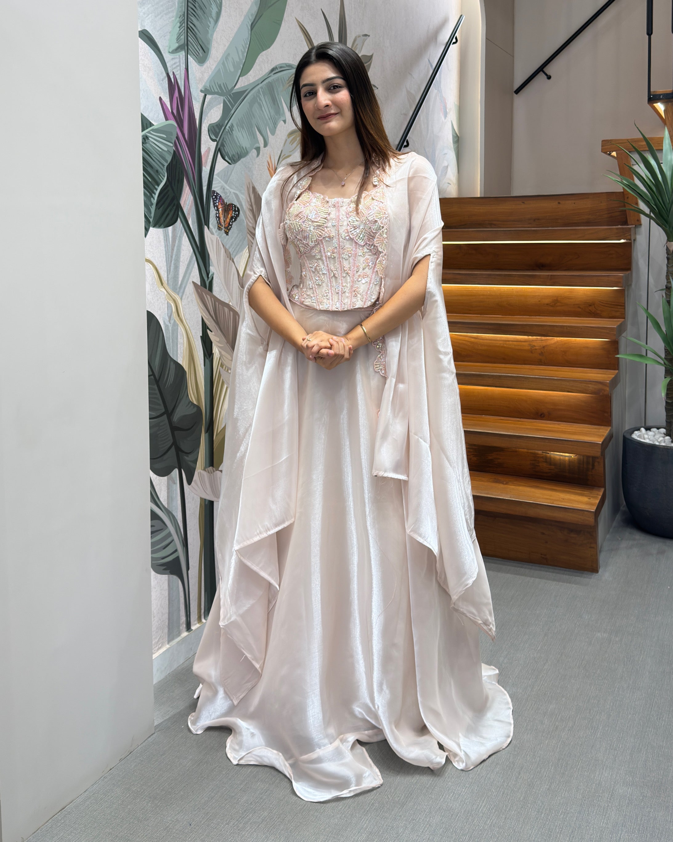 Designer Handworked Cape Style Chaniya Set with Shrug