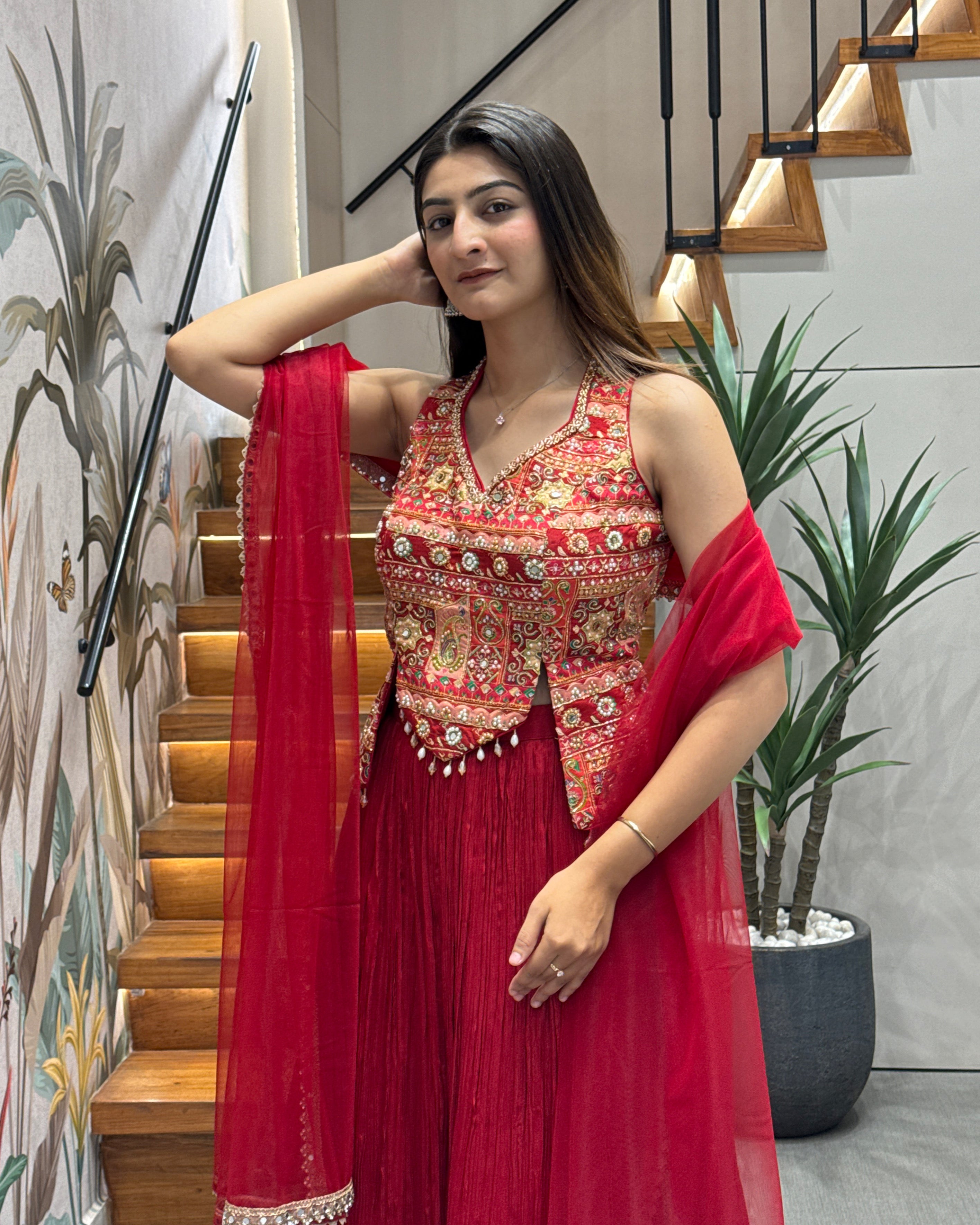 Royal Handworked Chaniya Blouse Set with Dupatta