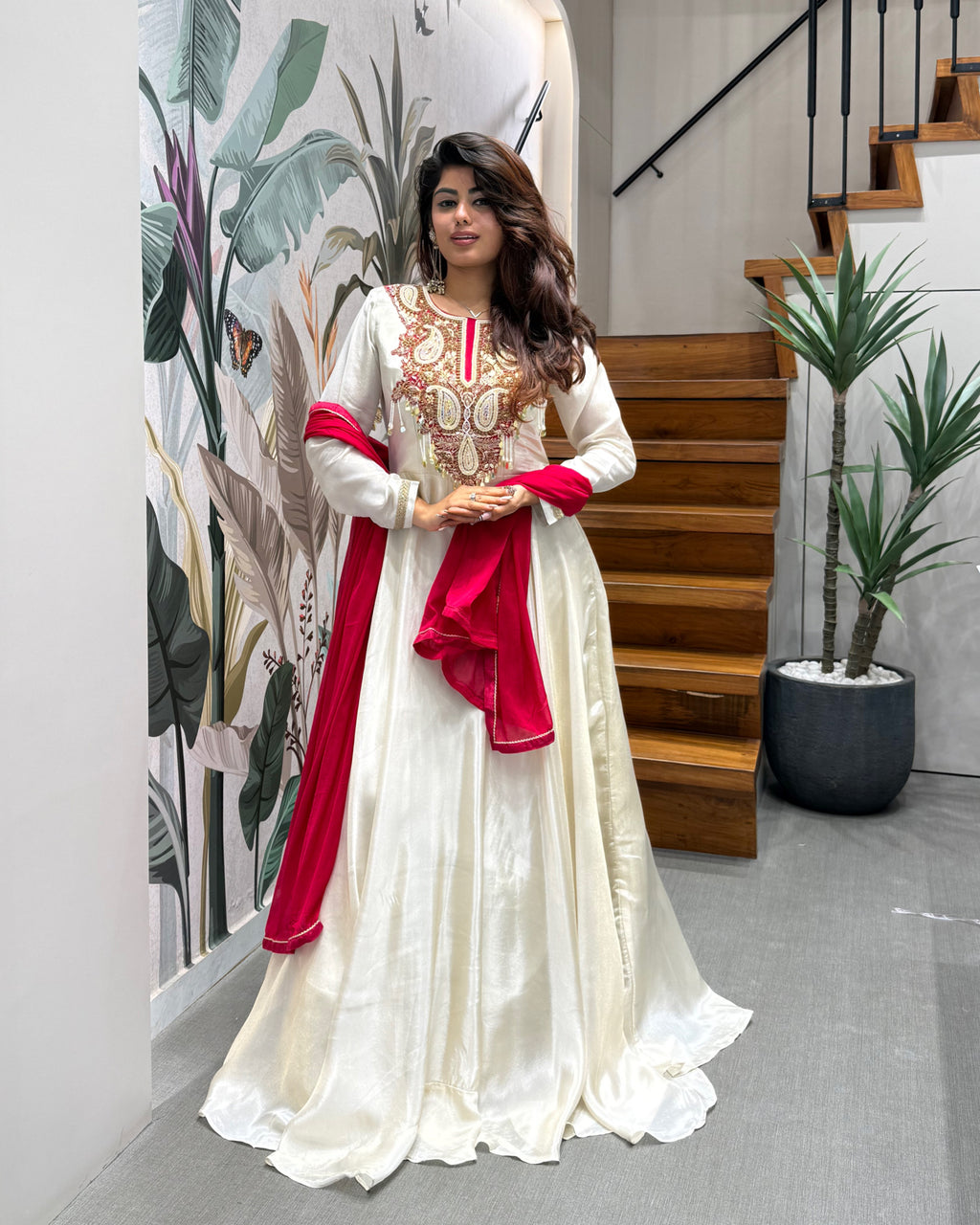 Designer Heavy Handworked Anarkali Gown with Dupatta