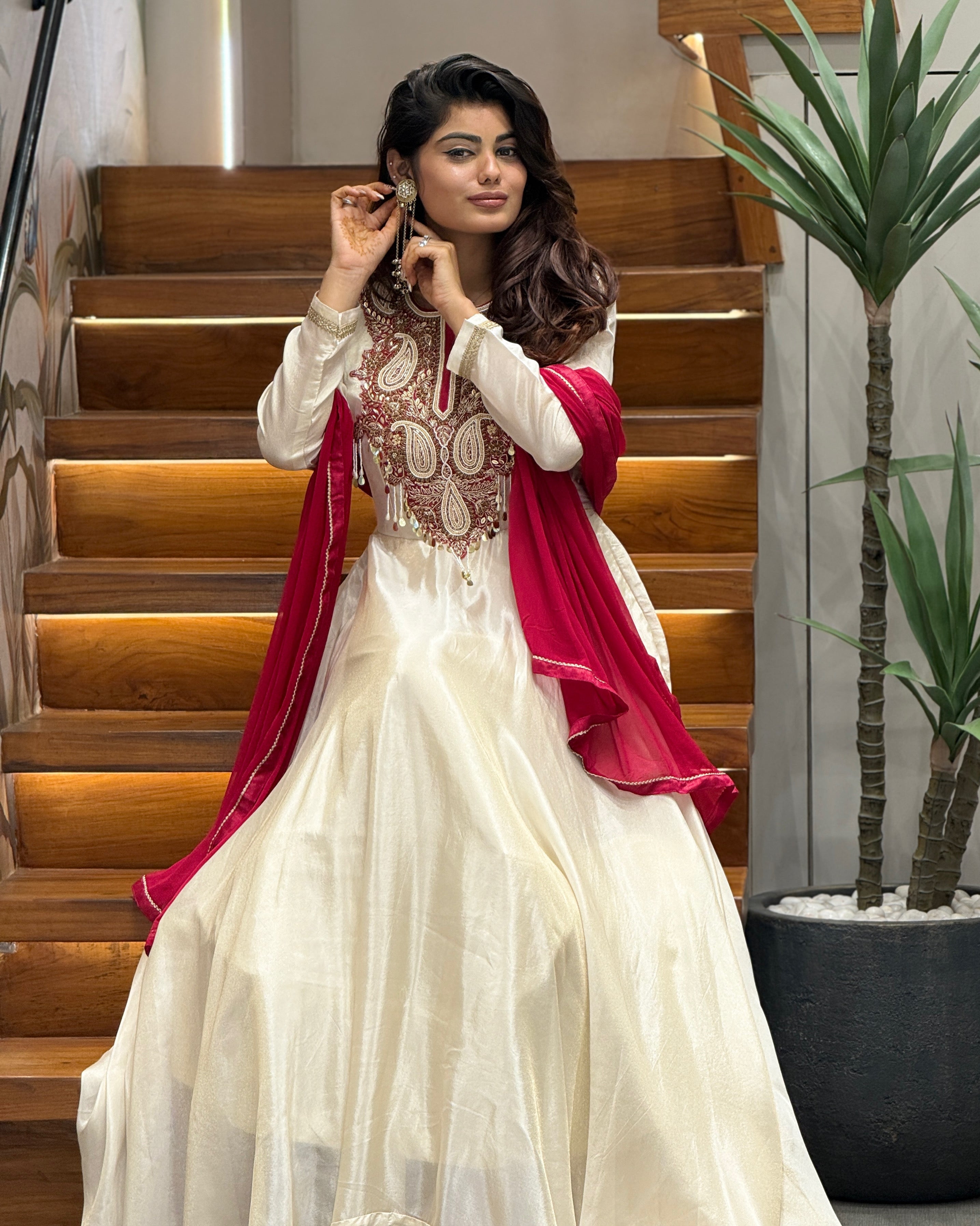 Designer Heavy Handworked Anarkali Gown with Dupatta