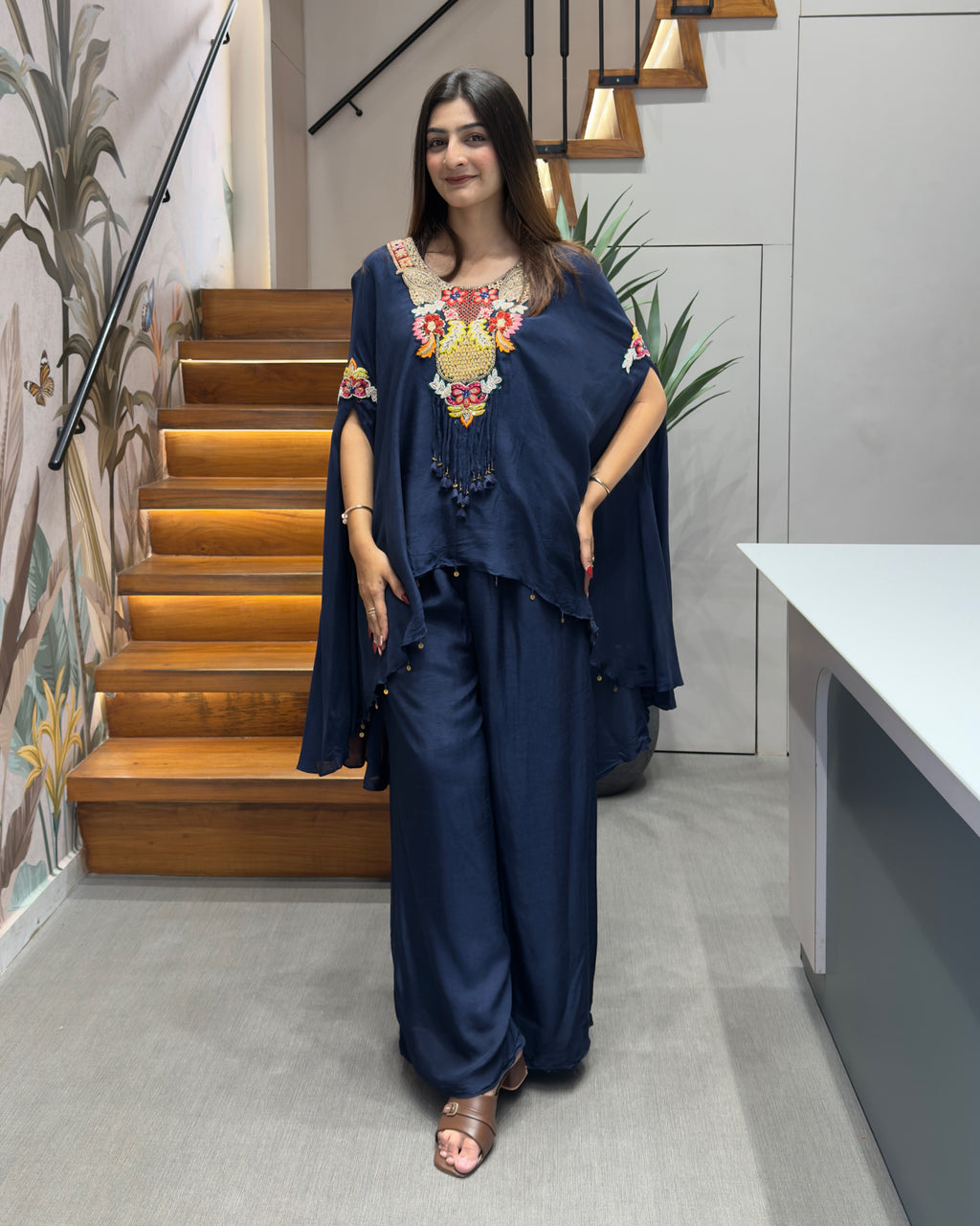 Designer Khatli Work Kaftan Palazzo Set