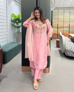 ✨ Blush Royale Handwork Dola Silk Suit Set ✨