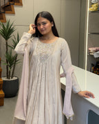 Elegant Pearl White Handwork Three Piece Suit Set