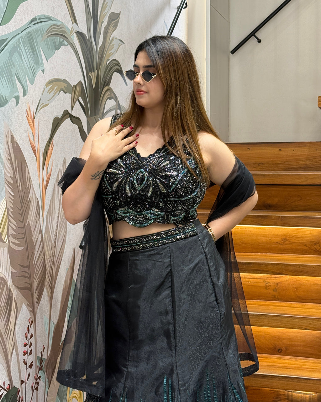 Designer Indo-Western Fish Cut Lehenga Set with Dupatta