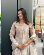 Champagne Shimmer Silk Handworked Salwar suit