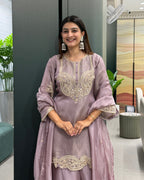 Luxury Full Handwork Mauve Kurta Palazzo Set ✨💜