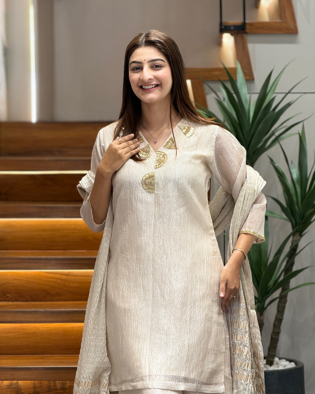 Elegant Handwork Three Piece Palazzo Set with Dupatta