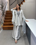 Silver Mist Handwork Kurta Palazzo Set ✨🤍