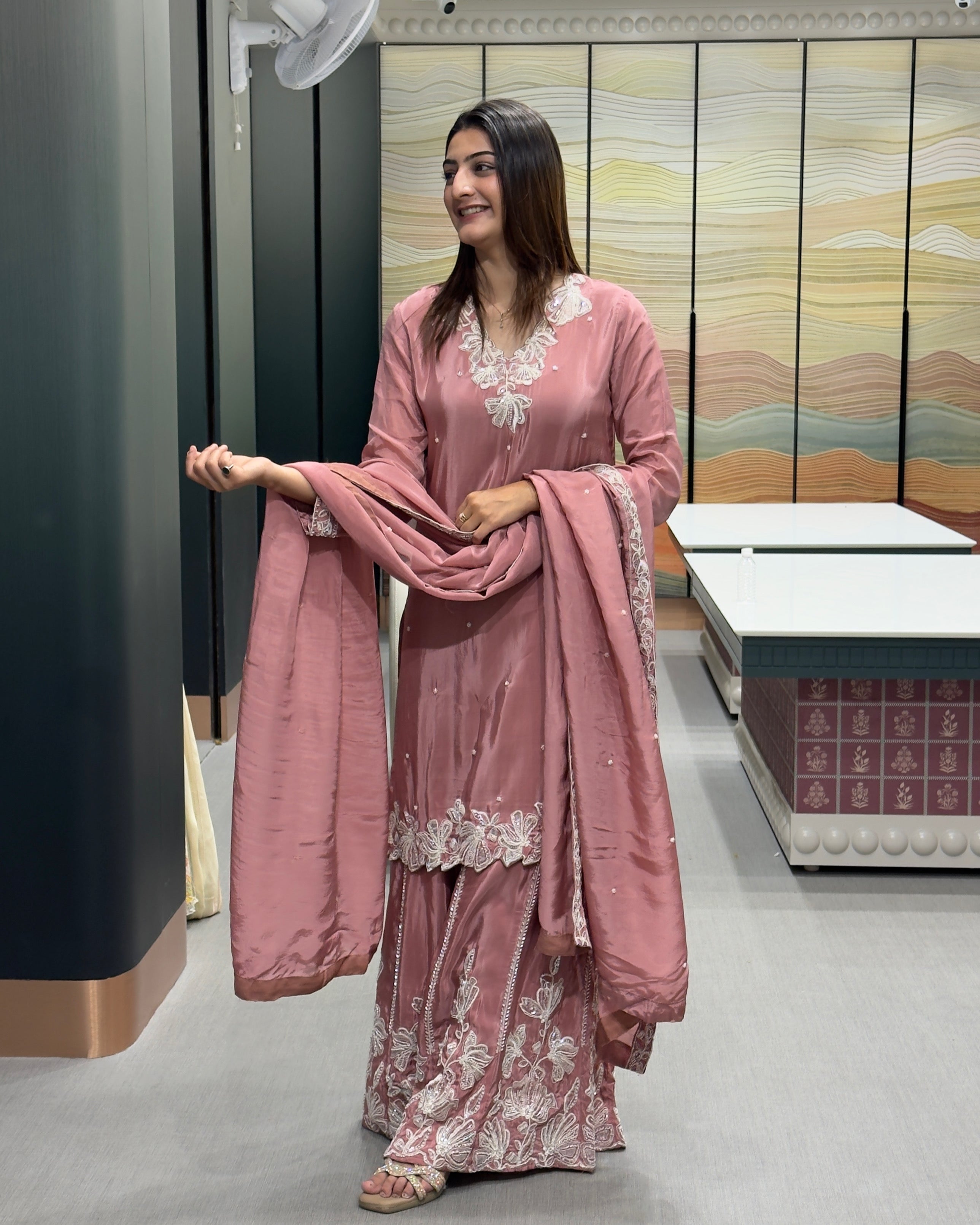 Premium Handwork Designer Kurta Set with Heavy Plazo & Dupatta