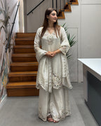 Luxury Handwork Three Piece Palazzo Set with Dupatta
