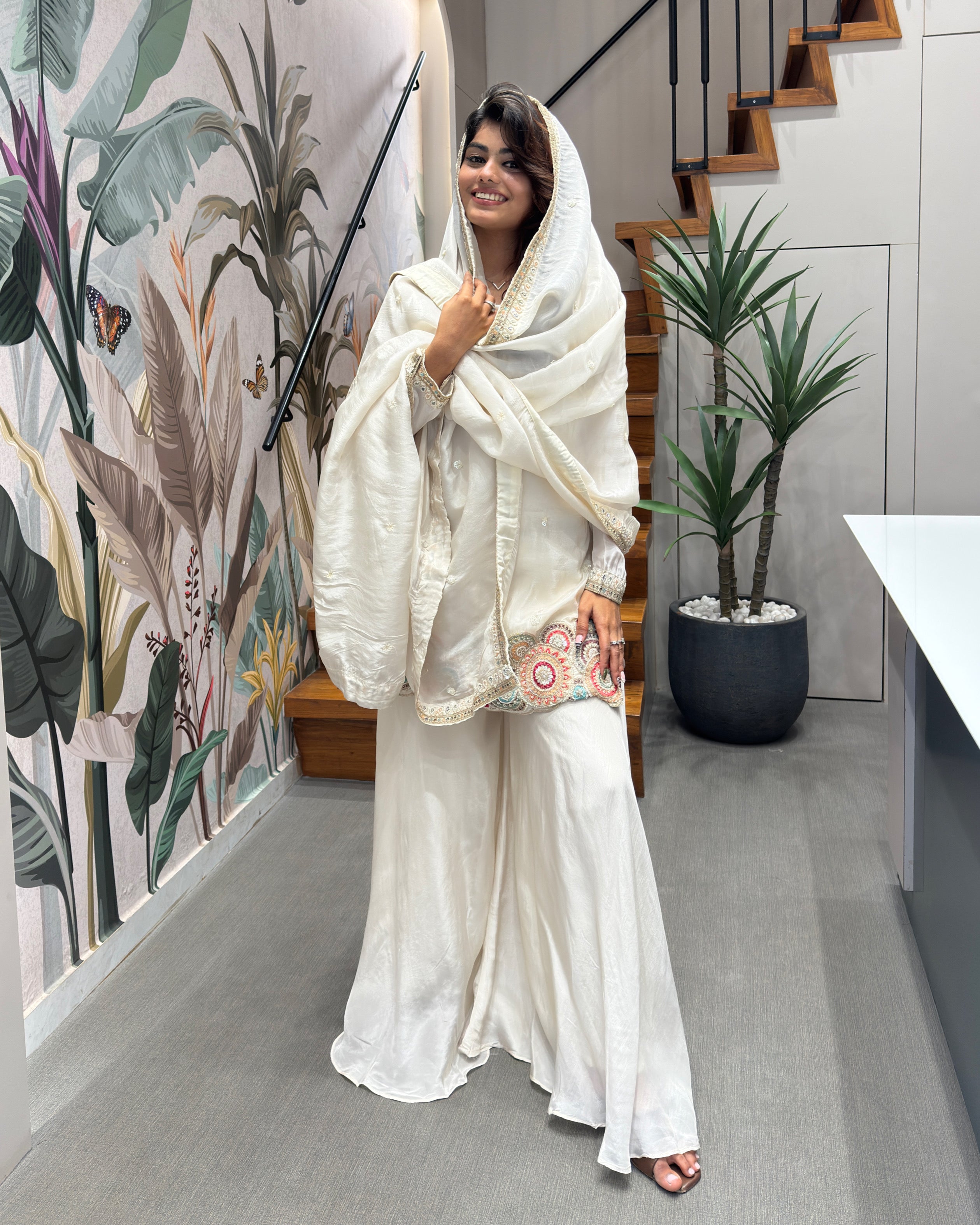 Elegant Handworked Palazzo Set with Dupatta